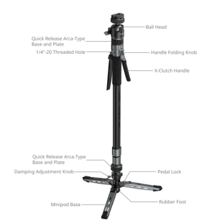 SmallRig 6285 x Potato Jet TRIBEX PRO (Photography) - hydrauliczny monopod Carbon, z głowicą kulową, fotograficzny - szczegóły